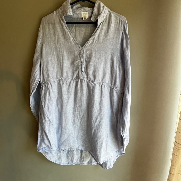 Sigrid Olsen Women's Tunic Top Long Sleeve V-Neck Button Front Light Blue
Linen - Picture 1 of 11